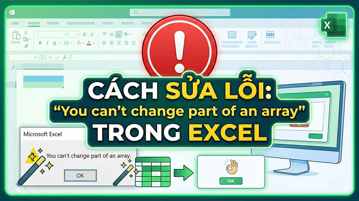 Cách sửa lỗi "You can't change part of an array" trong Excel